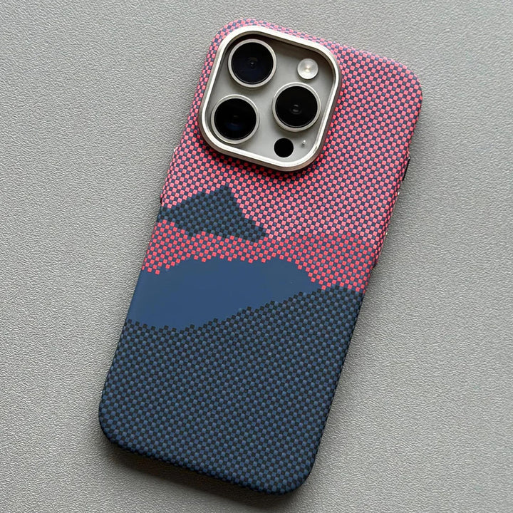 iPhone 15 Series Cloud Patten Carbon Fiber Attractive Case With Camera Bumper