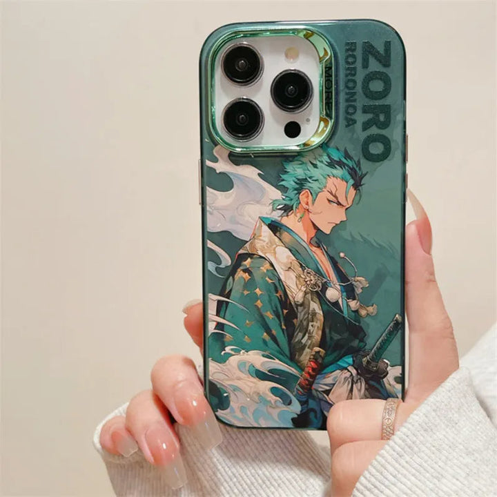 iPhone 13 Series One Piece Zoro Anime Case With Camera Bumper