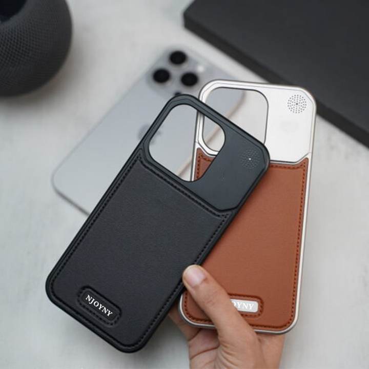 iPhone Series Leather Aromatherapy Black Metal Case