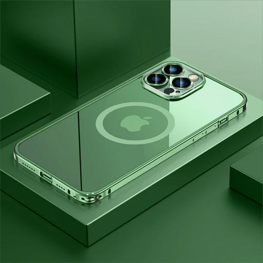 iPhone Series 12 Slim Metal Lock case with Magsafe and Camera Lens Protector