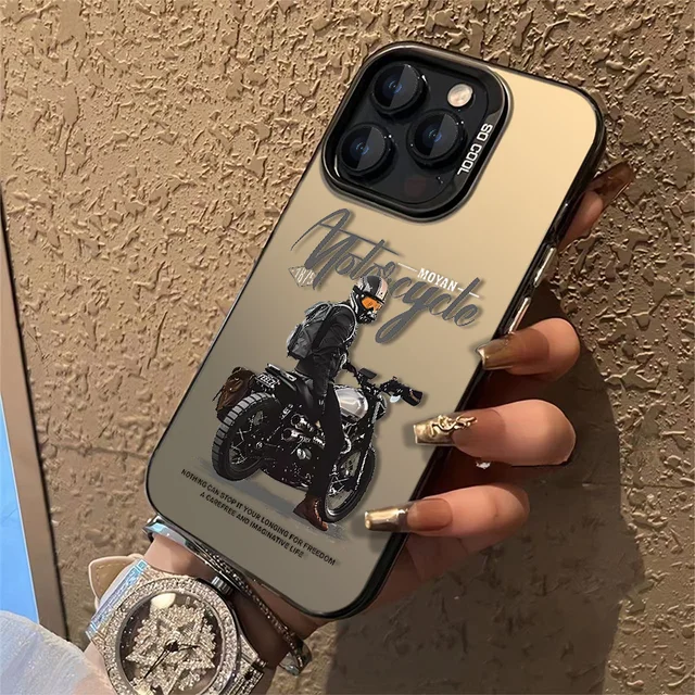 iPhone 15 Series Trendy Motorcycle Frosted Colored Anti-drop Case