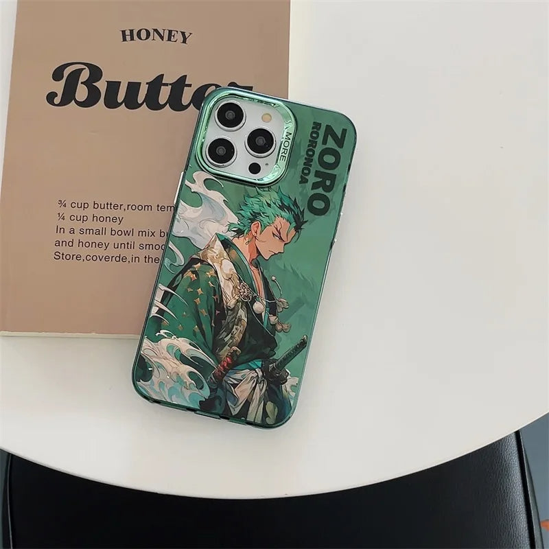 iPhone 13 Series One Piece Zoro Anime Case With Camera Bumper