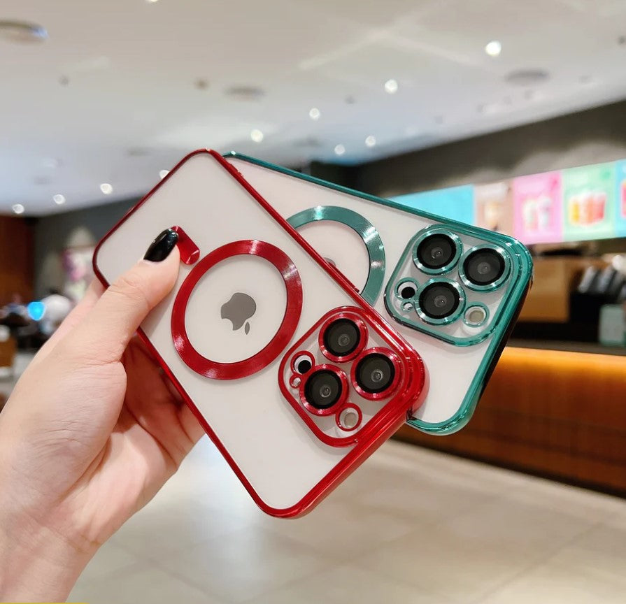 iPhone 15 Series Magsafe Plating Luxury Soft Magnetic protection Case With Camera Lens Protection