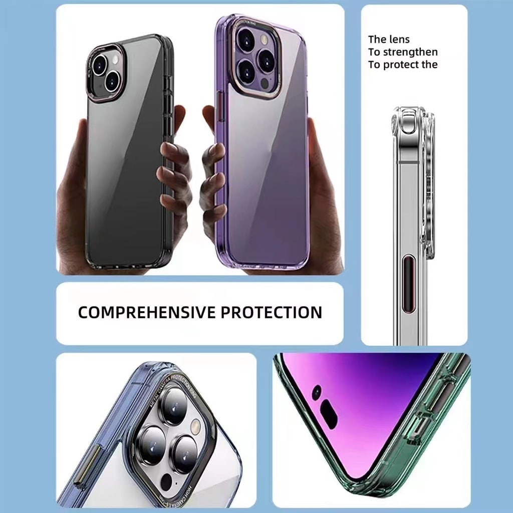 iPhone 14 Series Transparent Acrylic New Design case With Colored Border And Camera Bumper