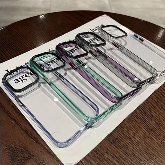 iPhone 13 Series Transparent Acrylic New Design case With Colored Border And Camera Bumper